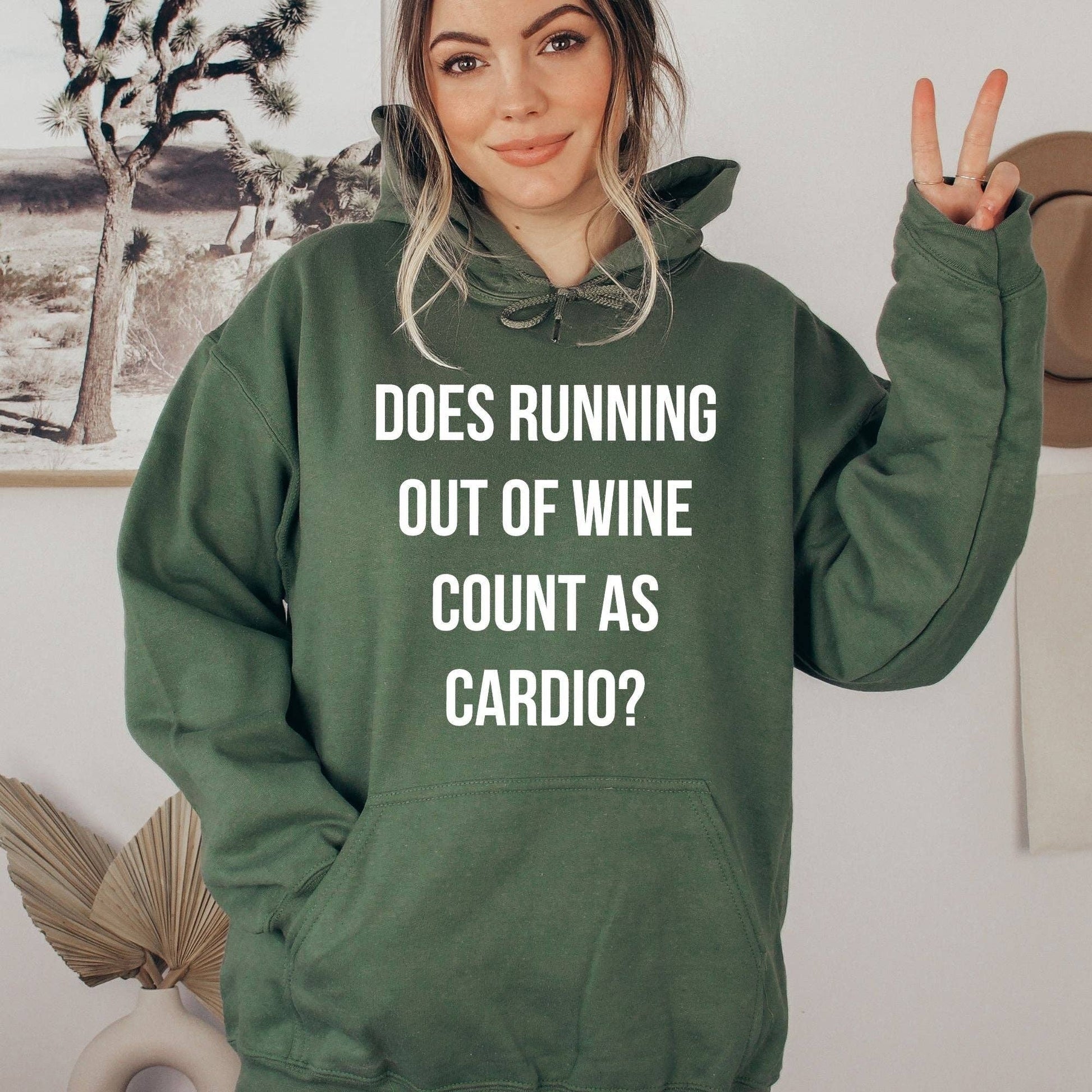 Wine Cardio Funny Gym Hoodie - Unisex Fit