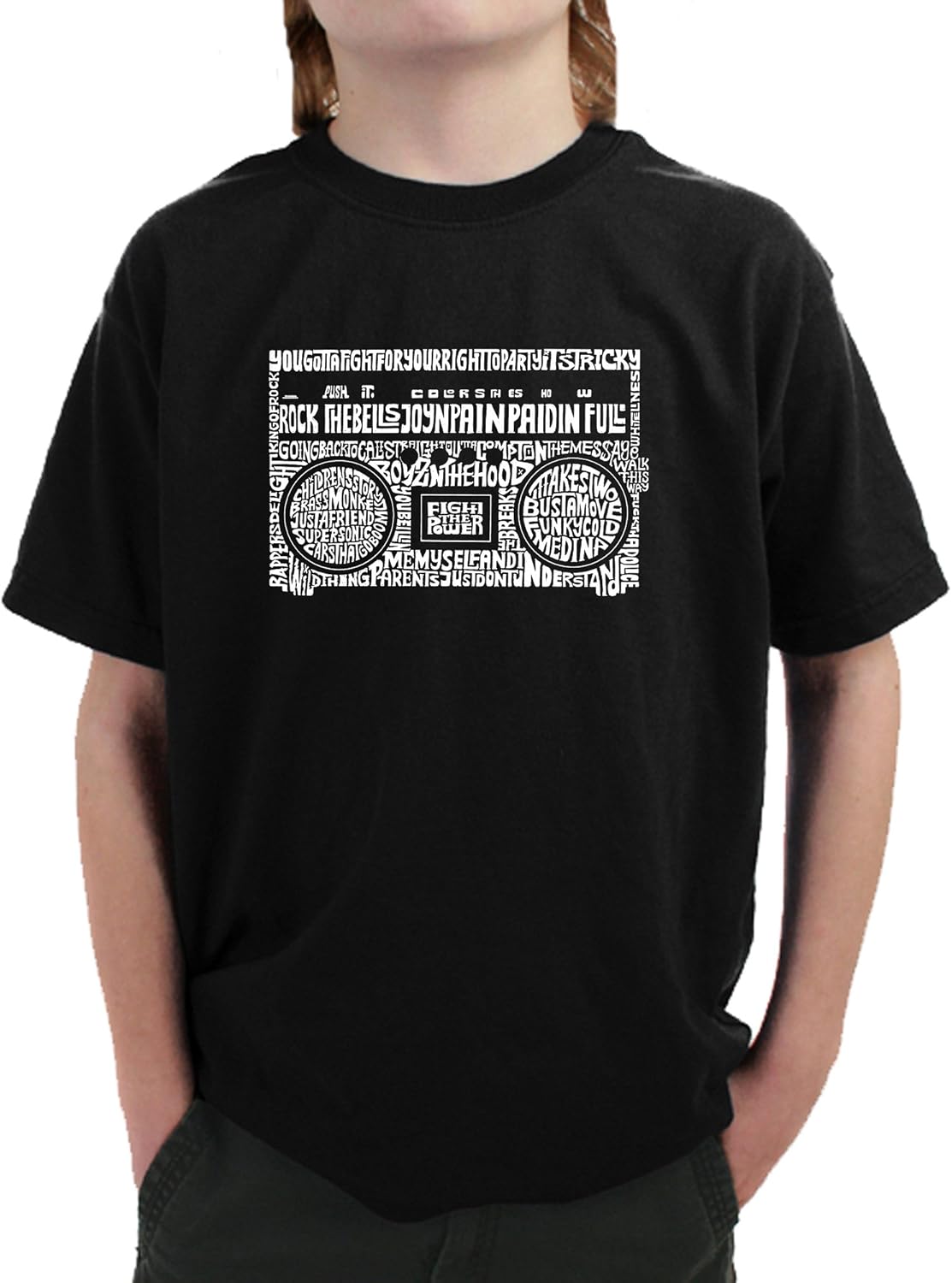 Boys Word Art T-Shirt - Boombox 80s Rap Hits Word Art Unisex T-shirt, Sweatshirt, Hoodie, Long Sleeve Tee