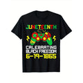 Juneteenth African Freedom 1865 Gaming Graphic T-Shirt for Men - Relaxed Fit Casual Tee with Bold Slogan & Controller Design, Black History Celebration Apparel