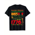 Men's Juneteenth Black History Freedom 1865 Graphic T-Shirt - "Because My Ancestors Weren't Free" Design with Raised Fists & Flags, Regular Fit Short Sleeve Casual Tee, Machine Washable,