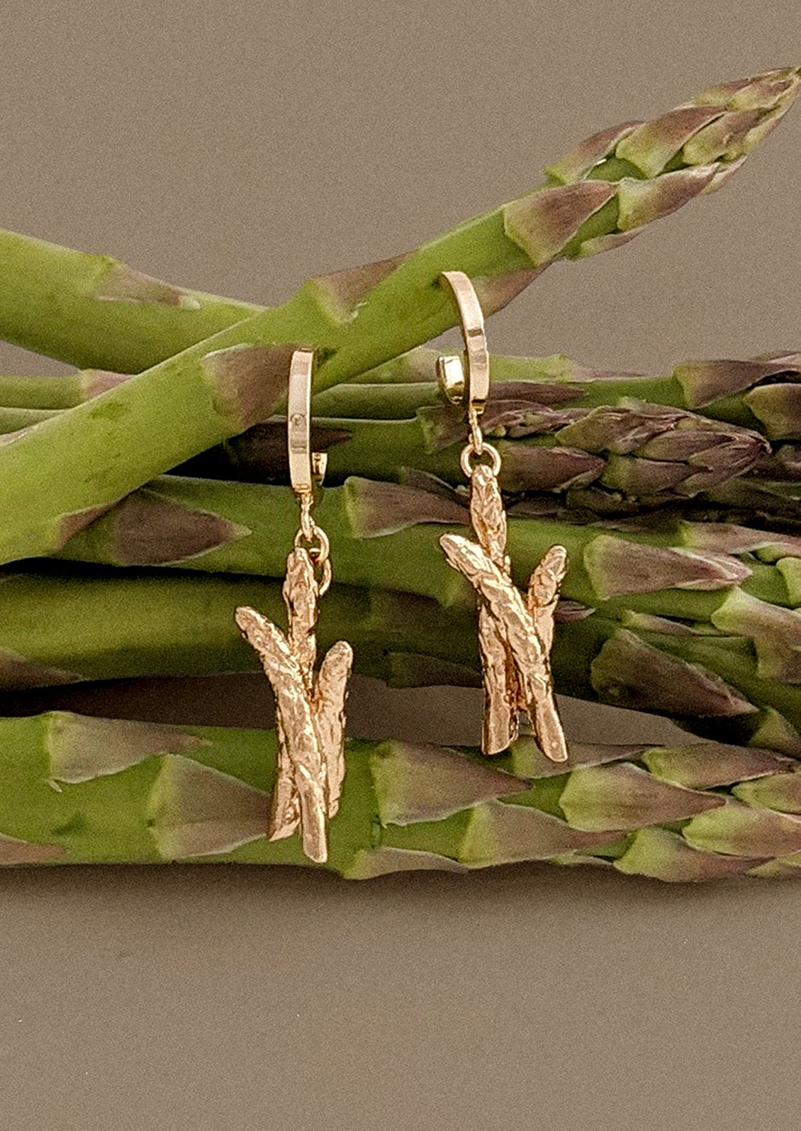 Asparagus Huggie Hoop Earrings