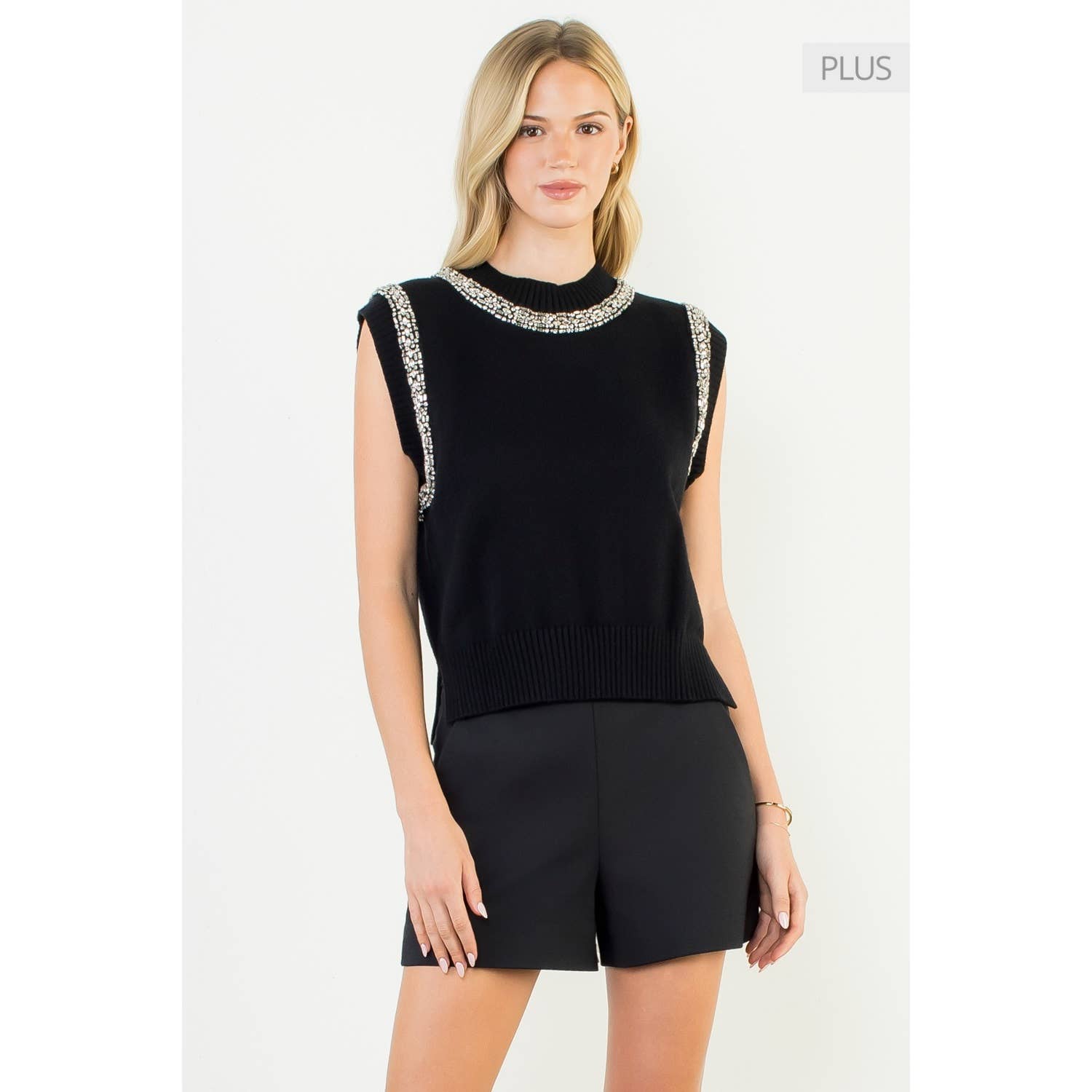 /Size Xl/ Embellished Mock Neck Knit Top Unisex T-shirt, Sweatshirt, Hoodie, Long Sleeve Tee