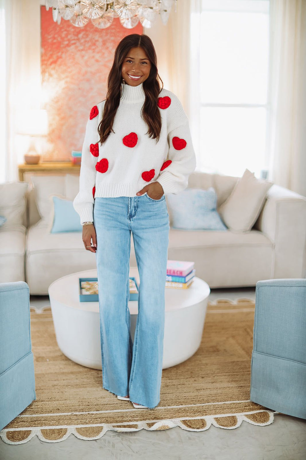 Big Hearts Sweater - White and Red (FINAL SALE)