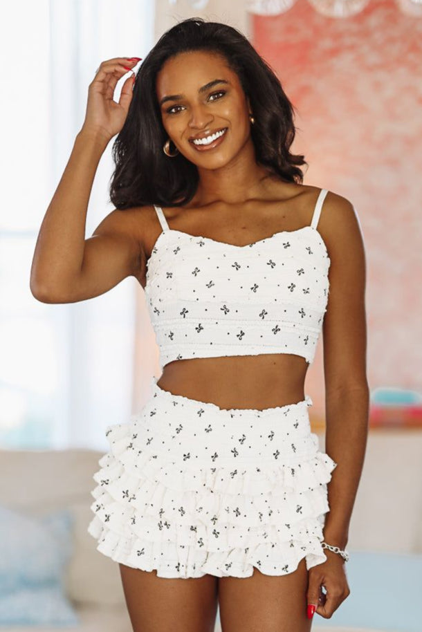 Endless Ribbons Cropped Top - Ivory (FINAL SALE)
