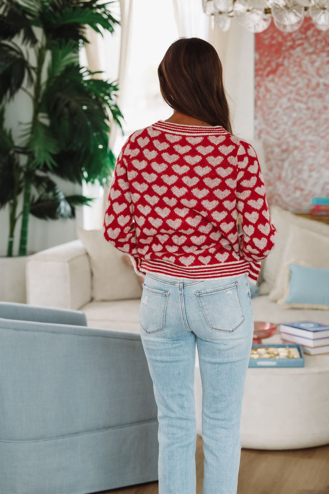 Full of Hearts Cardigan - Red