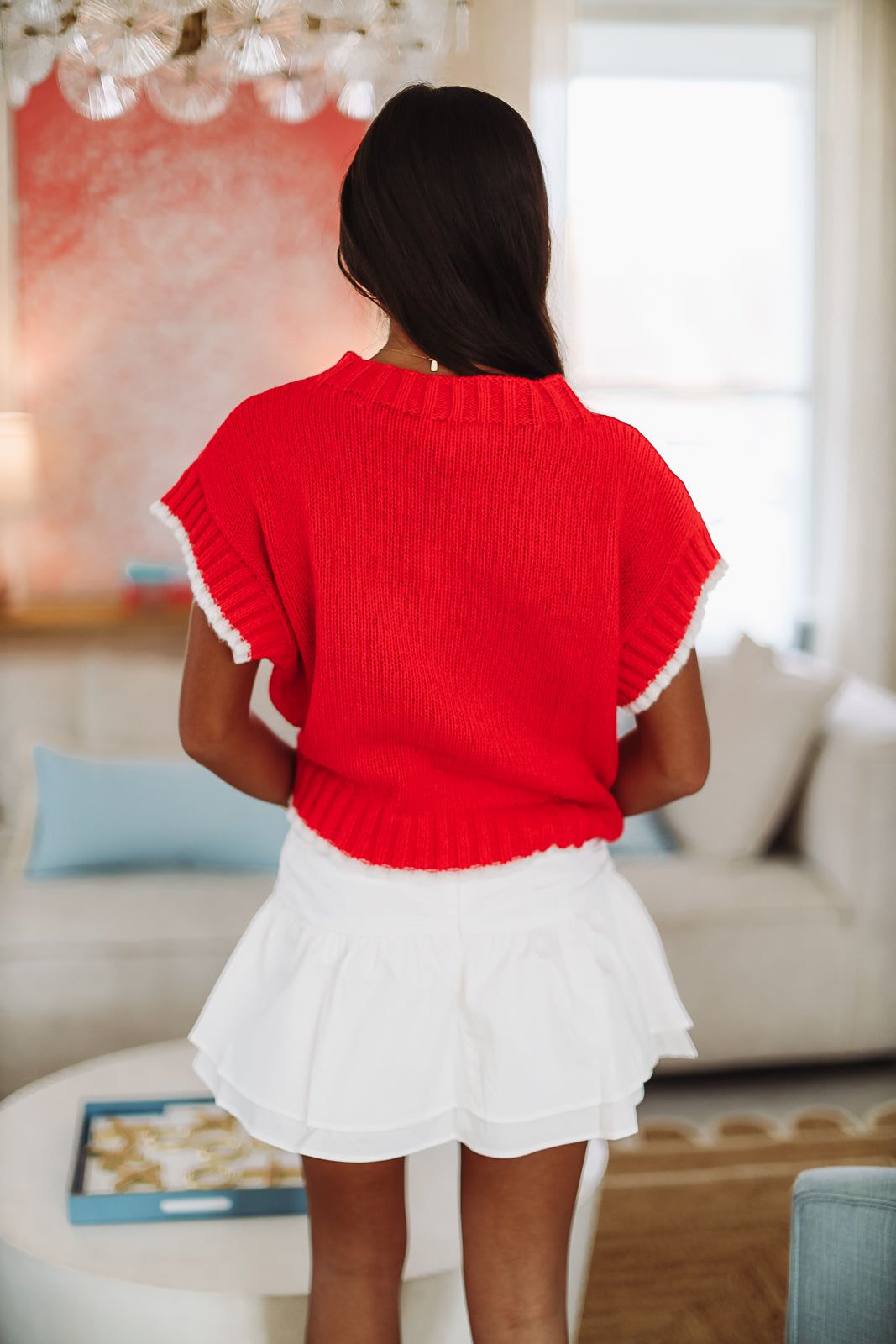 Take My Heart Crop Sweater - Red