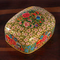 Floral Hand-Painted Papier Mache Decorative Box from India 'The Prosperous Spring'
