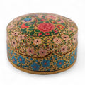 Baroque-Inspired Floral Round Papier Mache Decorative Box 'The Eternal Spring'