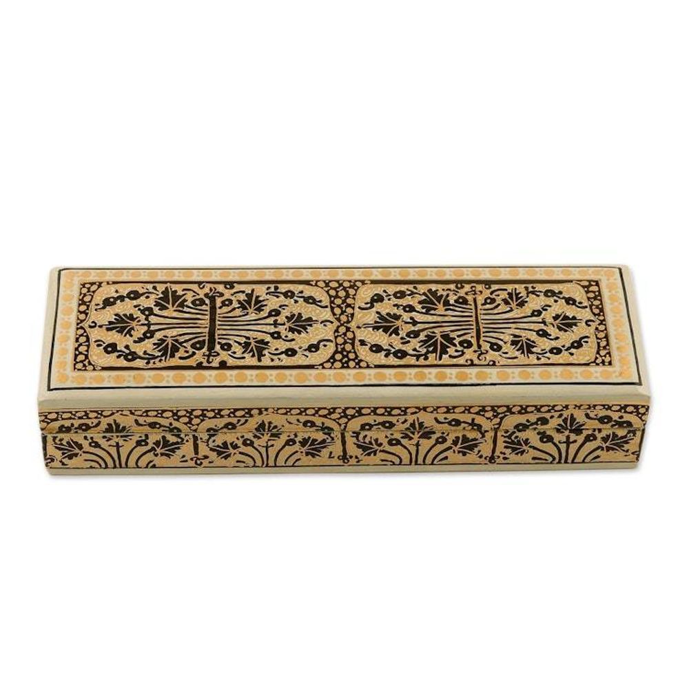 Hand Crafted Papier Mache and Wood Decorative Box 'Srinagar Charm'