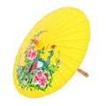 Hand-Painted Peacock-Themed Cotton and Bamboo Parasol 'Sunrise Divinity'