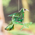 Hand-Painted Recycled Plastic Mobile of a Green Hummingbird 'Magical Fauna'