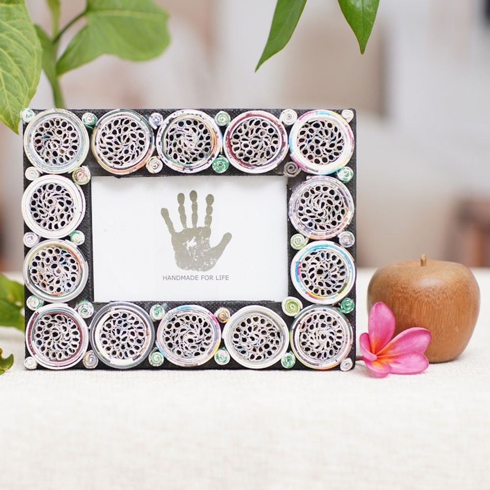 3x5 Recycled Paper Circle Motif Photo Frame from Bali 'Memory Circles'