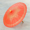 Cotton and Bamboo Thai Parasol Hand-Painted in Orange Gold 'Orange Splendor'