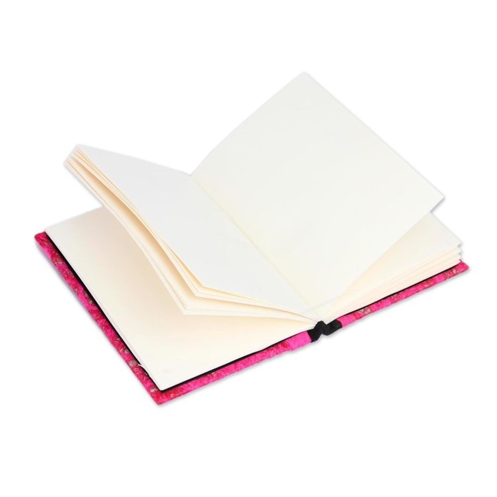 Recycled Paper Journal with Fuchsia Motifs from Mexico 'Fuchsia Delicacy'