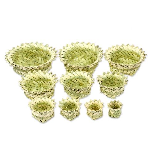 Set of 10 Handcrafted Star Natural Fiber Nesting Baskets 'Convenient Stars'