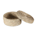 Handwoven Minimalist Round Natural Sabai Grass Fiber Basket 'Rural Minimalism'