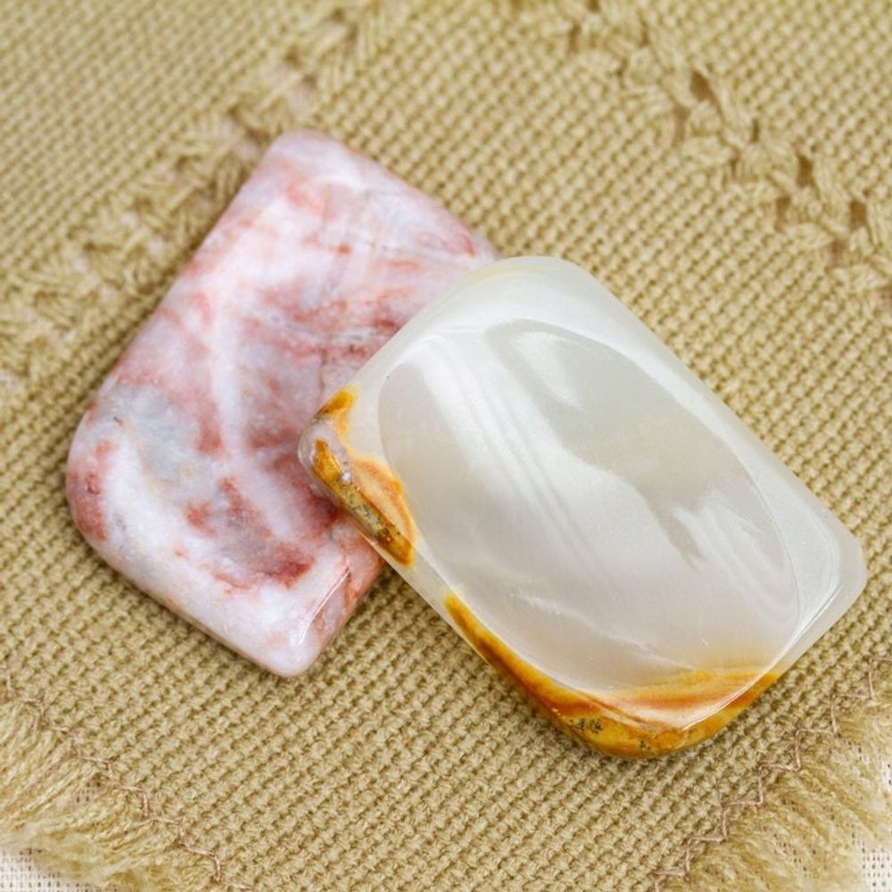 Set of 2 Geometric Reclaimed Marble Stress-Relieving Stones 'Intense Relief'