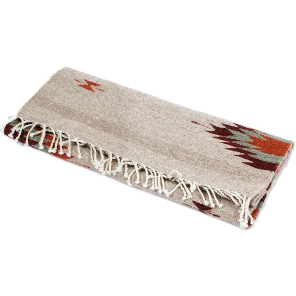 Handwoven Geometric Grey and Brown Zapotec Wool Runner 2x6 'Chocolate Gleams'