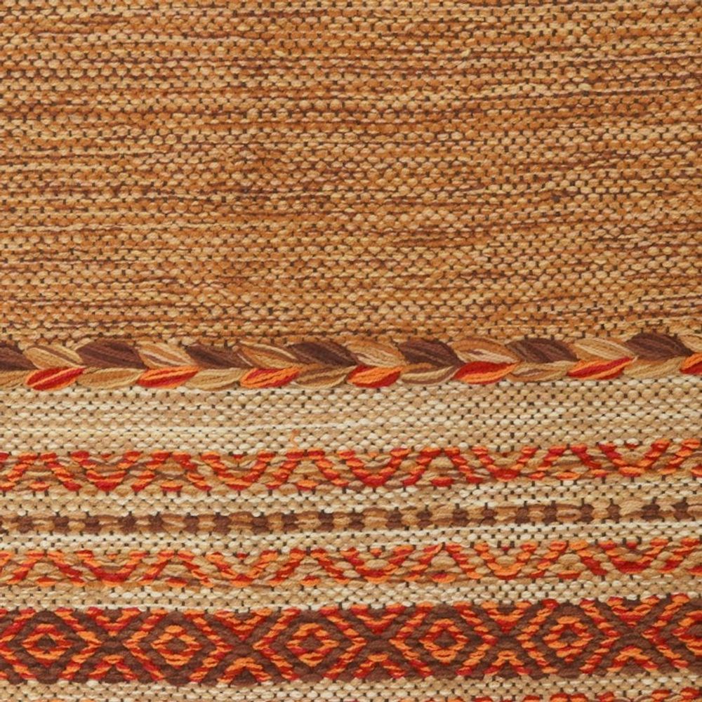 Hand Woven Cotton Geometric Dhurrie Rug from India 2x3 'Delhi Delight in Brown'
