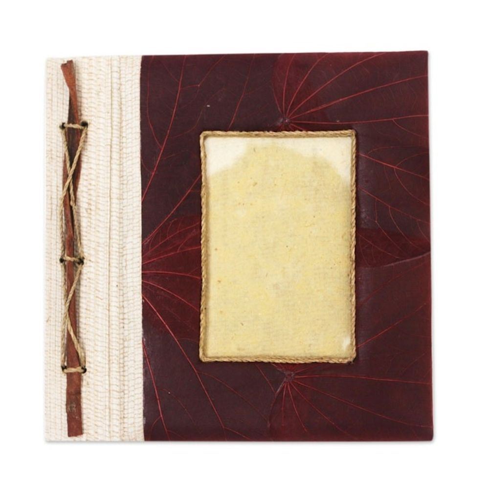 Red Natural Fiber Leaf-Motif Photo Album 'Autumn Spirit in Red'