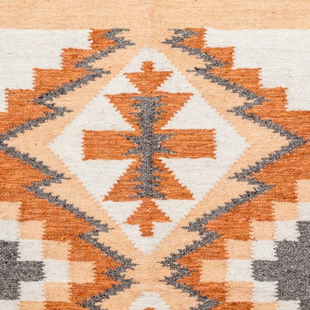 Handloomed Acrylic Geometric Area Rug in Orange 2.5x4.5 'Celestial Diamonds'