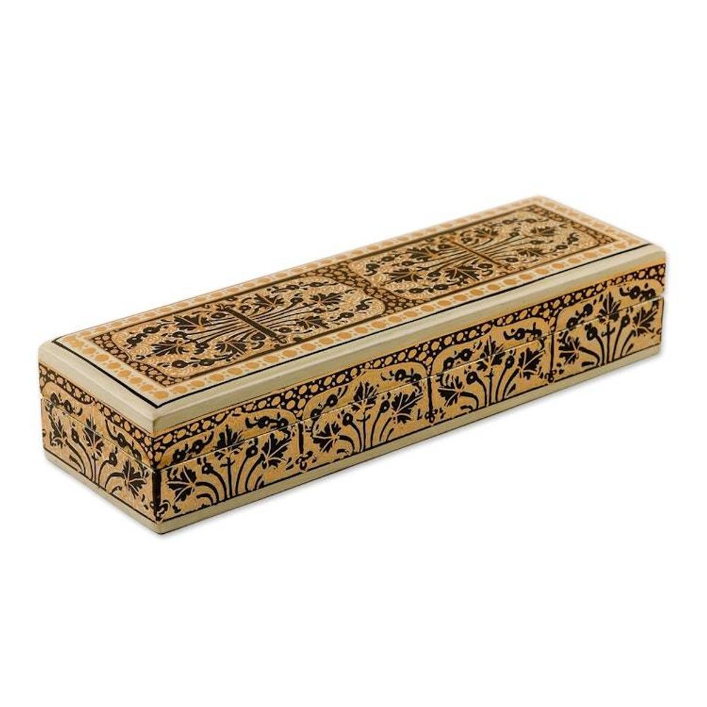 Hand Crafted Papier Mache and Wood Decorative Box 'Srinagar Charm'
