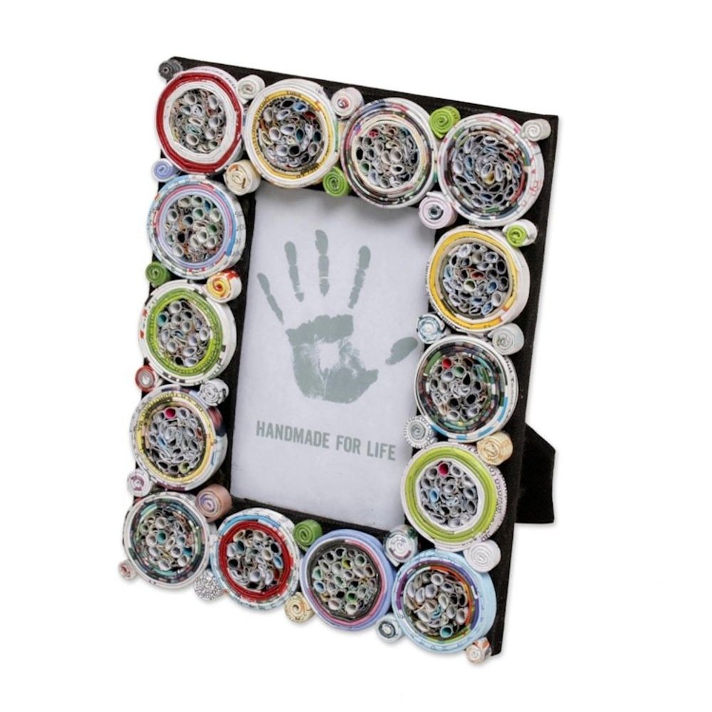 3x5 Recycled Paper Circle Motif Photo Frame from Bali 'Memory Circles'