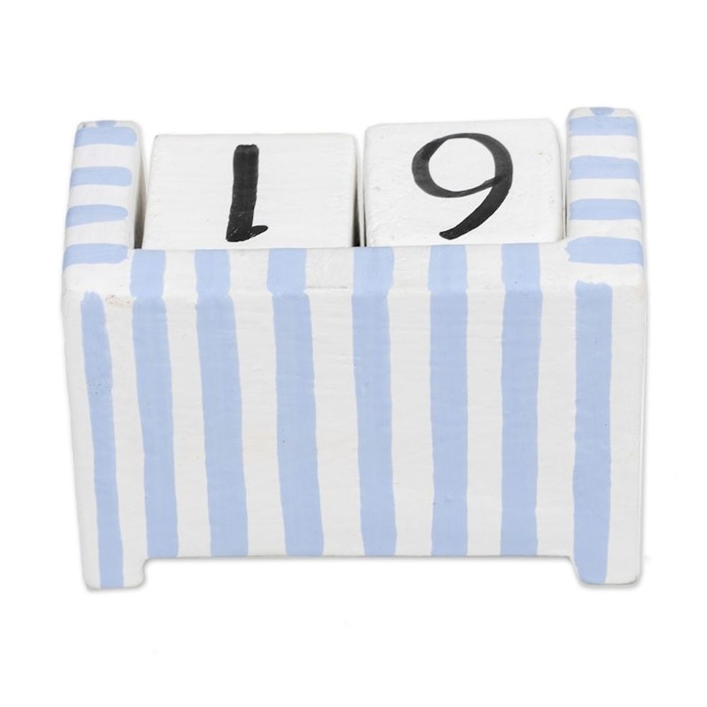 Hand-Carved and Painted Wood Perpetual Desk Calendar 'Bright Days'