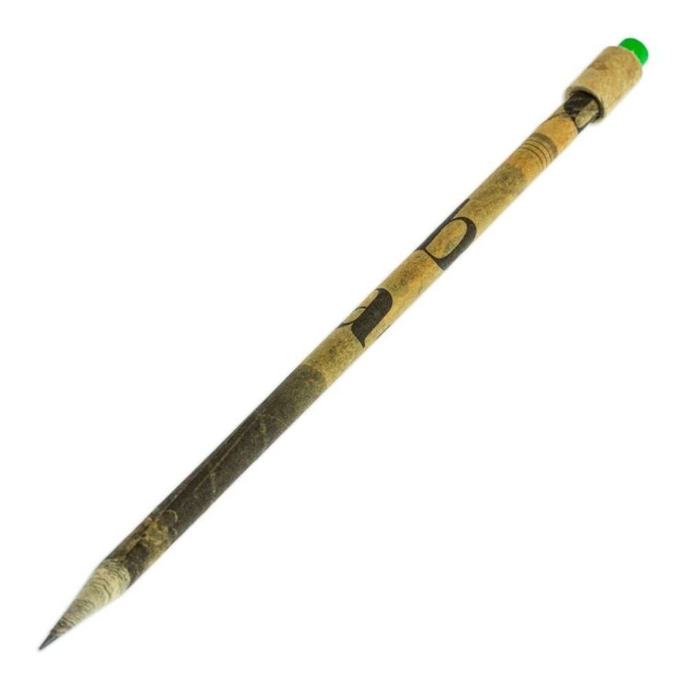 Vintage Handmade Recycled Paper Pencil with Green Eraser 'News of Yesterday'