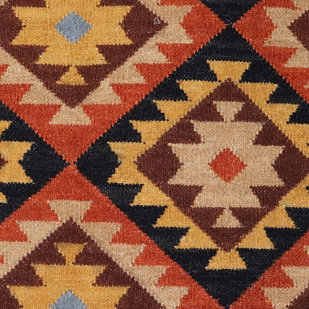 Indian Wool Area Rug with Geometric Motif 3 x 5 'Grain of Truth'