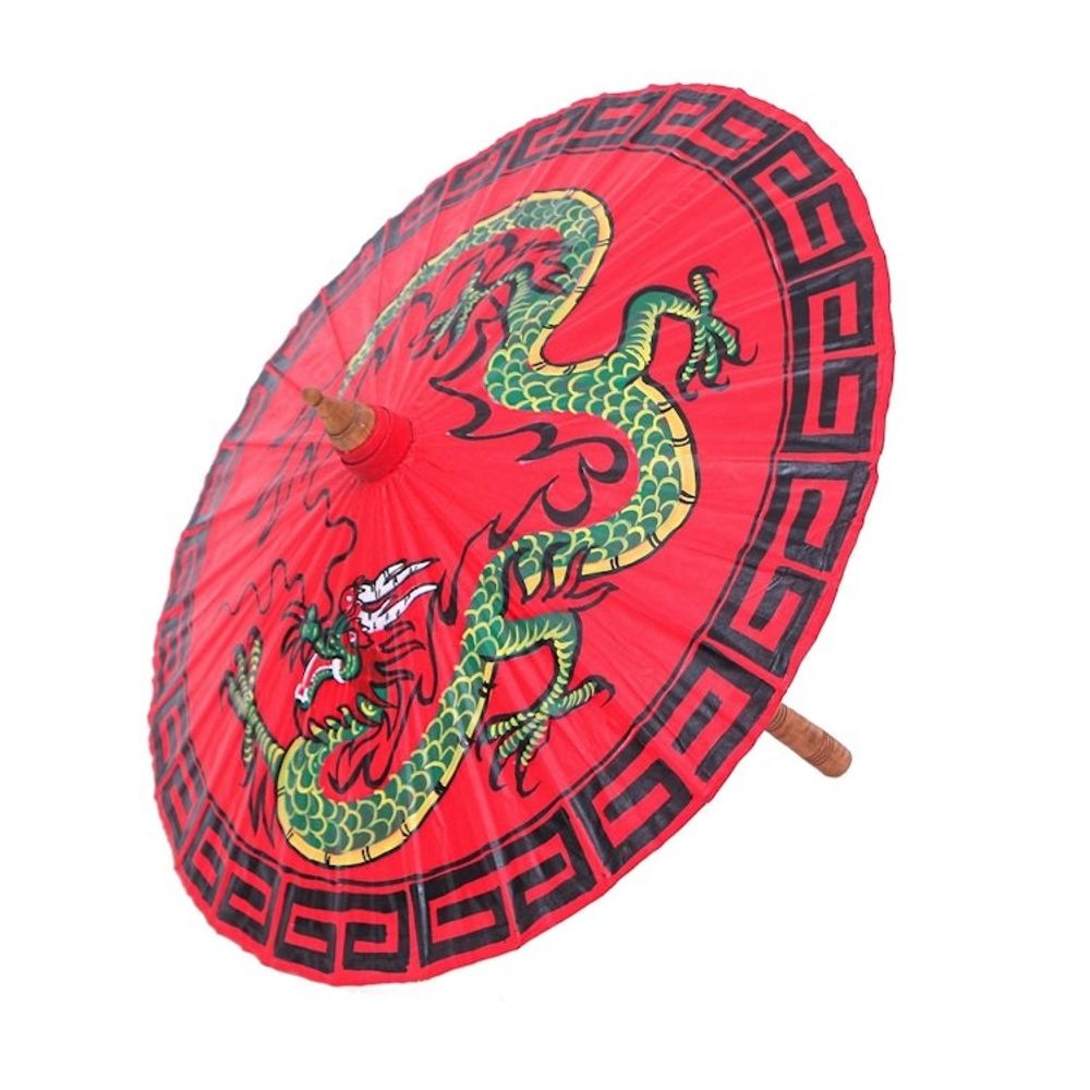 Hand-Painted Paper and Bamboo Dragon-Motif Parasol 'Lucky Dragon'