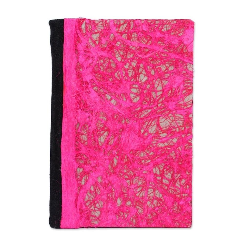 Recycled Paper Journal with Fuchsia Motifs from Mexico 'Fuchsia Delicacy'