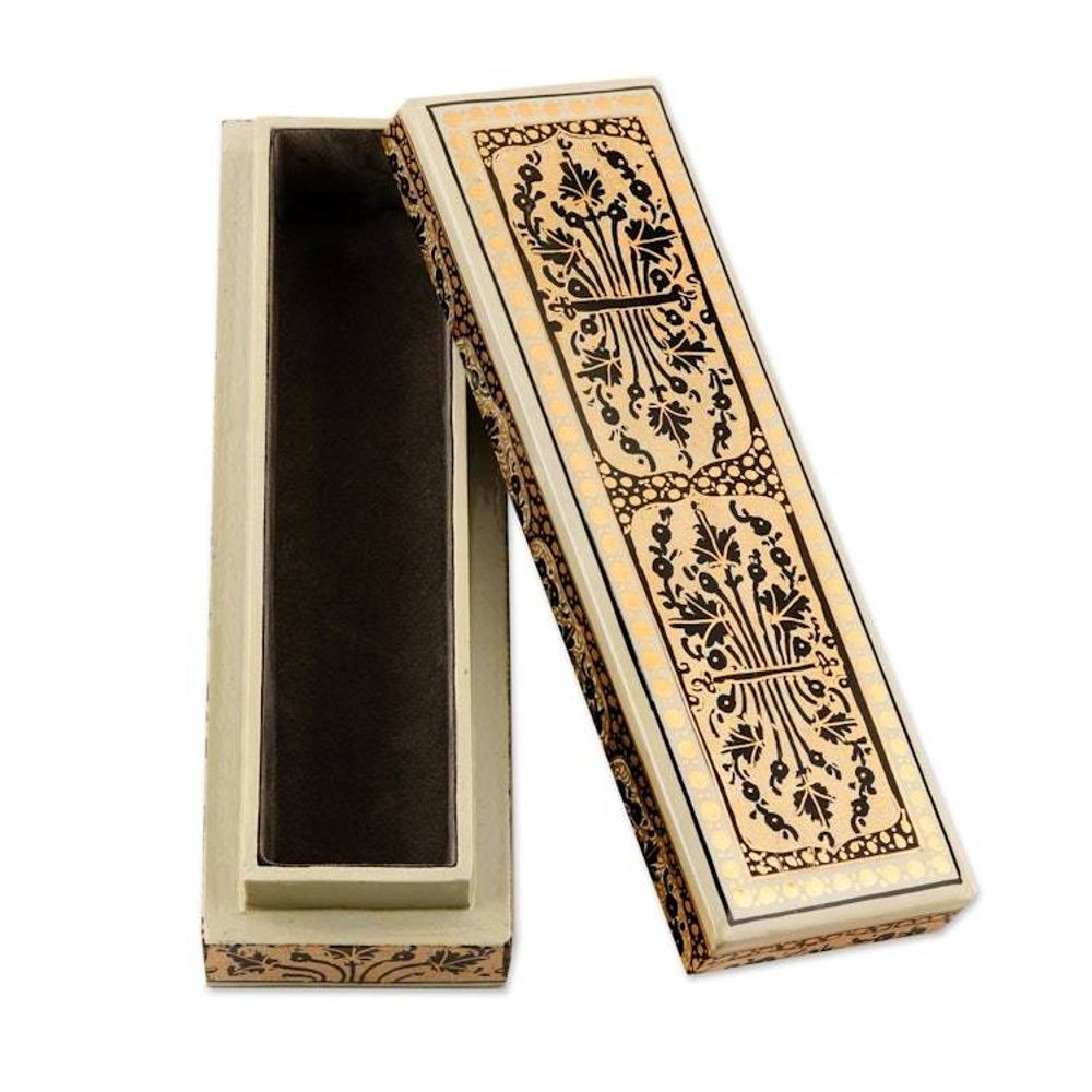 Hand Crafted Papier Mache and Wood Decorative Box 'Srinagar Charm'
