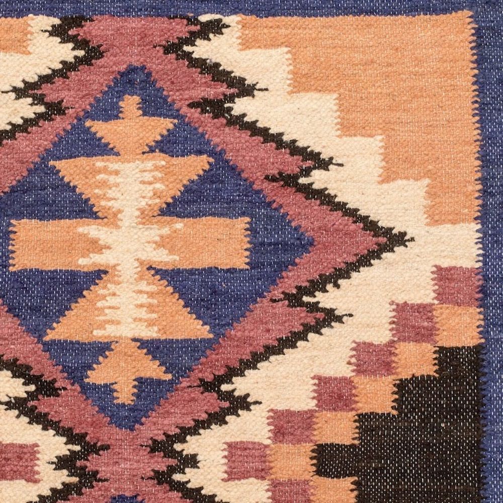 Handloomed Acrylic Geometric Area Rug in Brown 2.5x4.5 'Ancestral Diamonds'