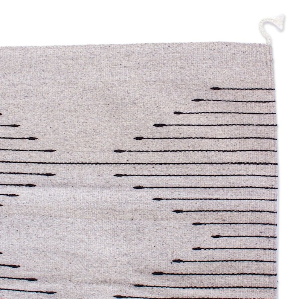 4x6.5 Geometric Patterned Cotton Rug Hand-Woven in Mexico 'Charming Diamonds'