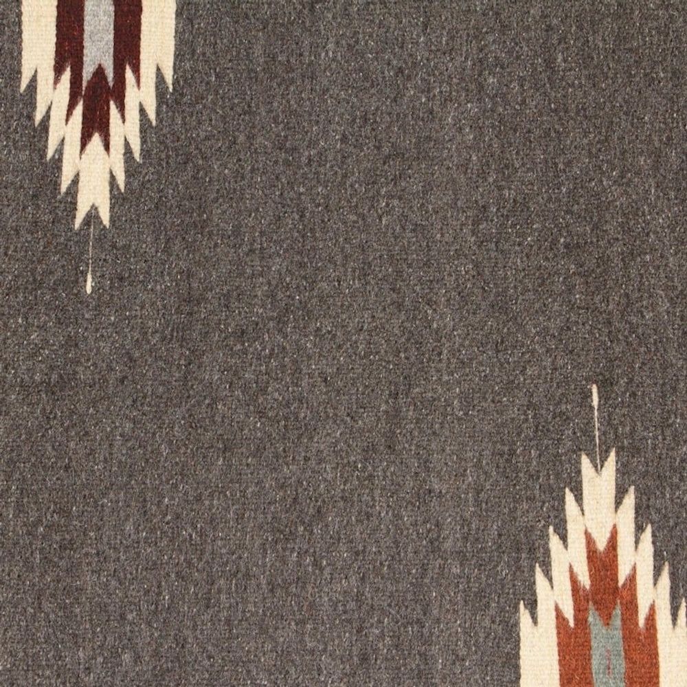 Handwoven Geometric Dark Grey Zapotec Wool Runner 2x6 'Grey Gleams'