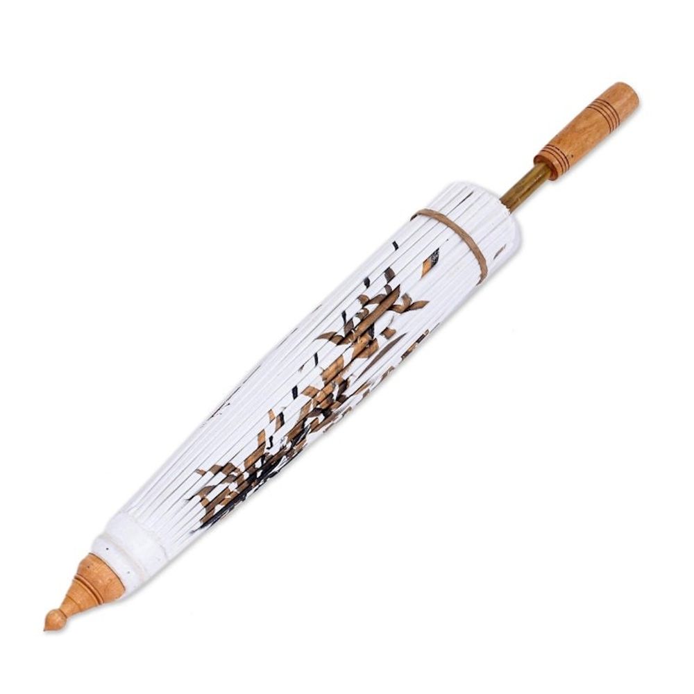 Hand-Painted Decorative Cotton Parasol from Thailand 'Waving in the Wind'