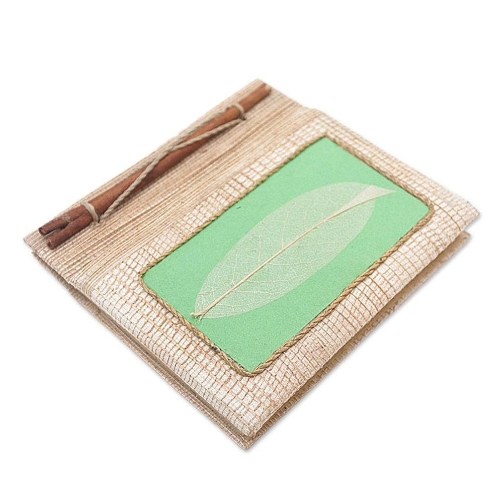 Handmade Eco-Friendly Natural Fiber Leaf Journal in Green 'Green Leaf'
