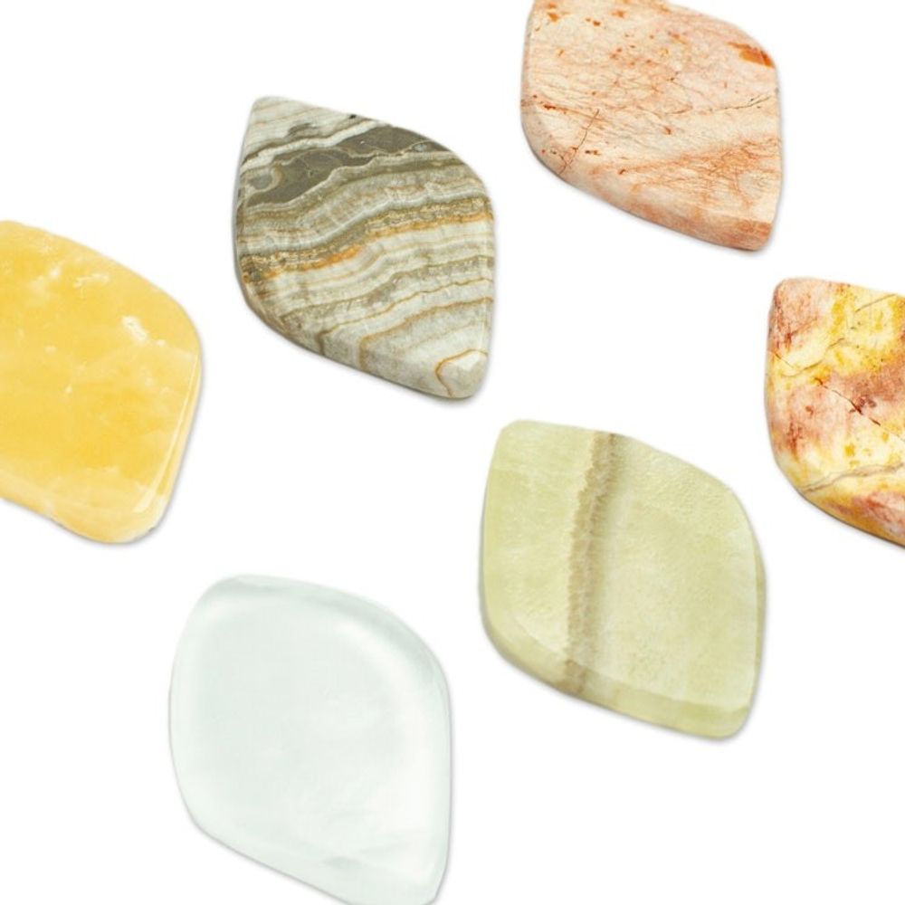 Set of 2 Handcrafted Diamond Marble Stress-Relieving Stones 'Relaxing Force'