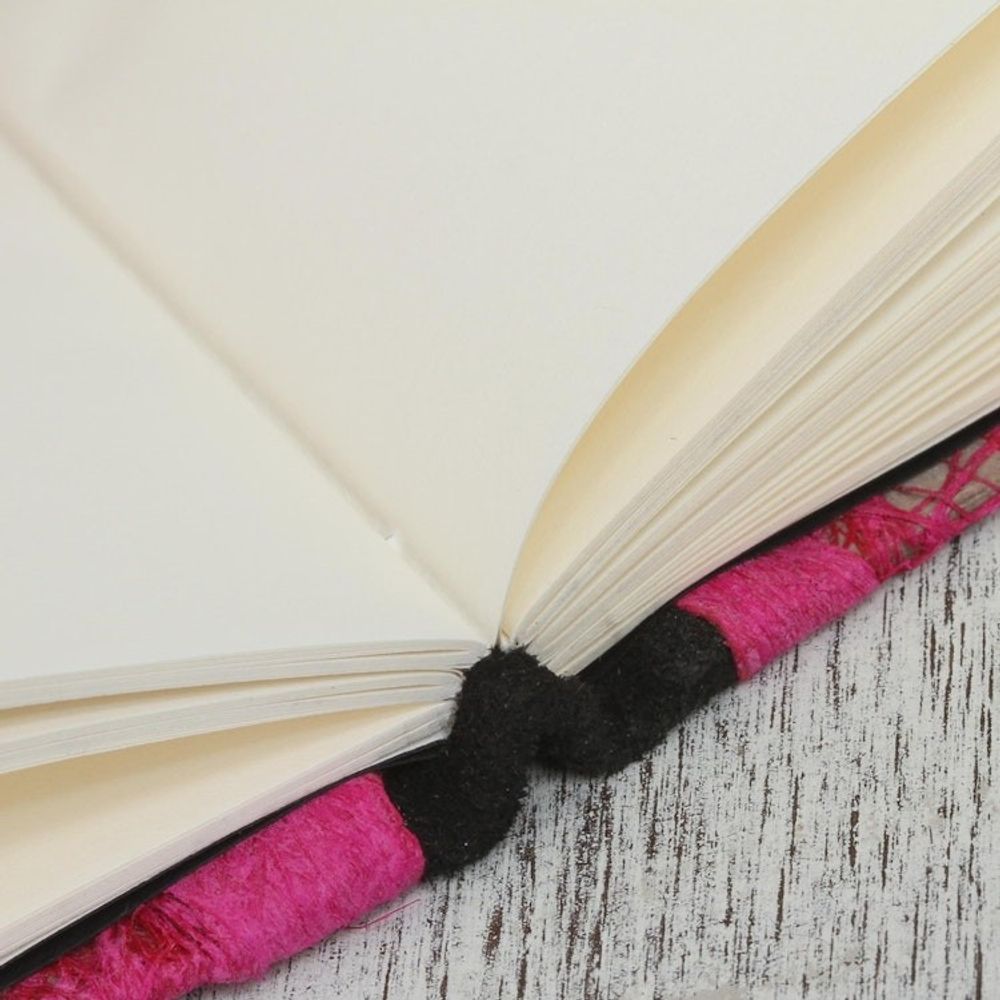 Recycled Paper Journal with Fuchsia Motifs from Mexico 'Fuchsia Delicacy'