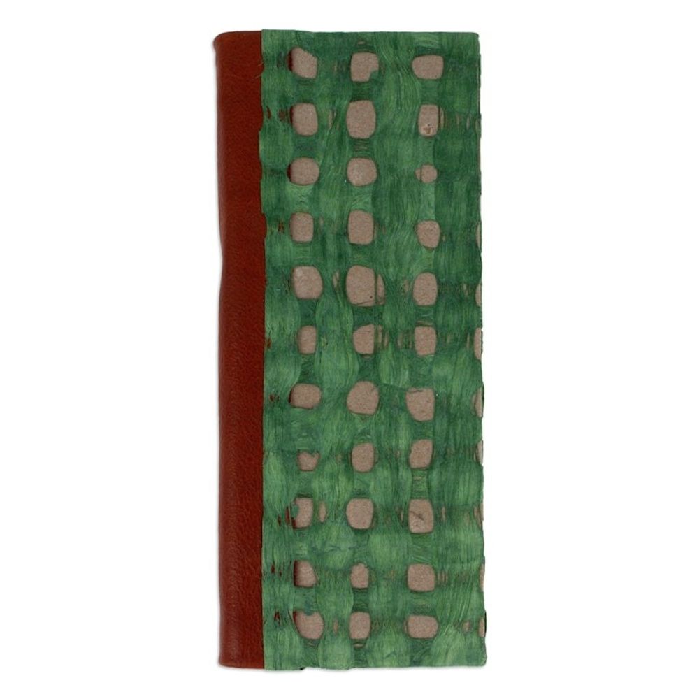Handcrafted Teal Amate Paper Notebook with Suede Accents 'Teal Thoughts'
