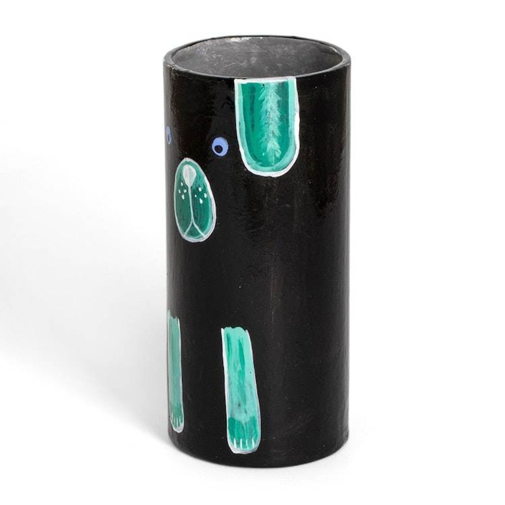 Ceramic Dog Utensil Pen Holder and Decorative Vase in Black 'Black Canine Organizer'