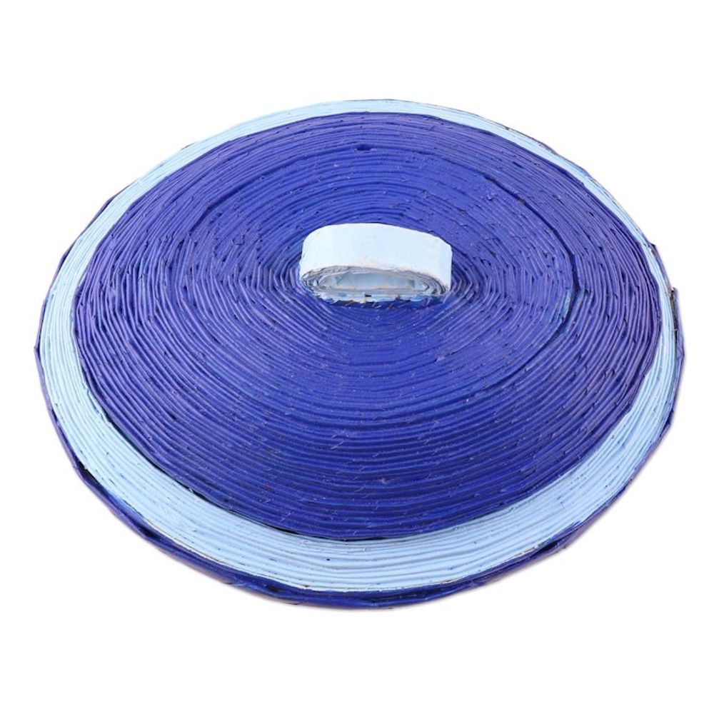 Eco-Friendly Blue Paper Basket from India 'Elliptical Beauty'