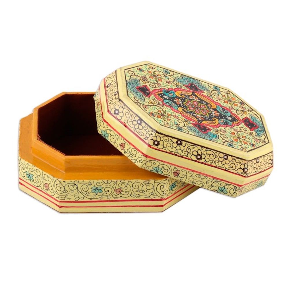Small Hand Painted Jewelry or Trinket Box from India 'Persian Shield'