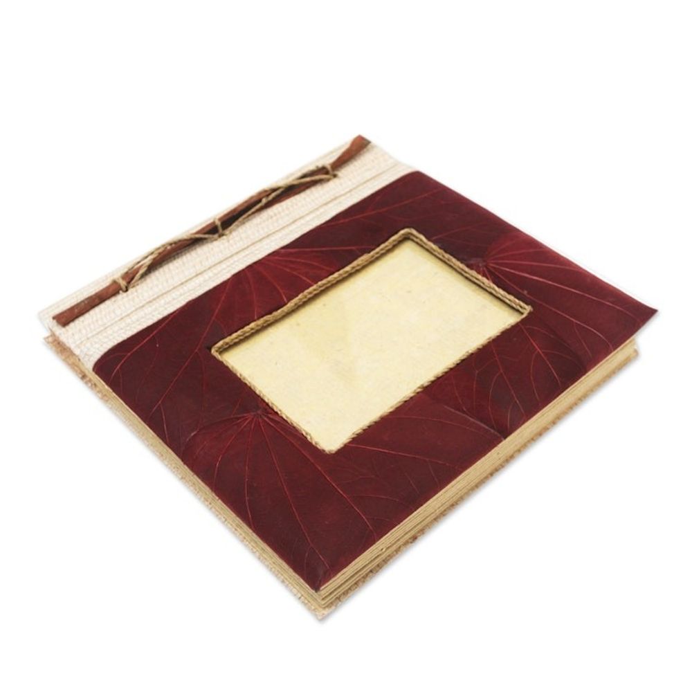 Red Natural Fiber Leaf-Motif Photo Album 'Autumn Spirit in Red'