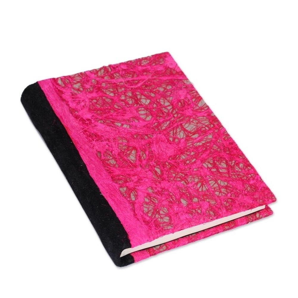 Recycled Paper Journal with Fuchsia Motifs from Mexico 'Fuchsia Delicacy'