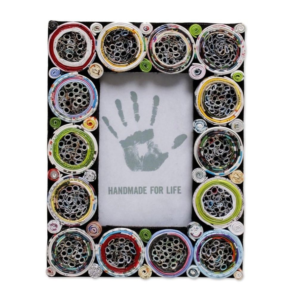 3x5 Recycled Paper Circle Motif Photo Frame from Bali 'Memory Circles'