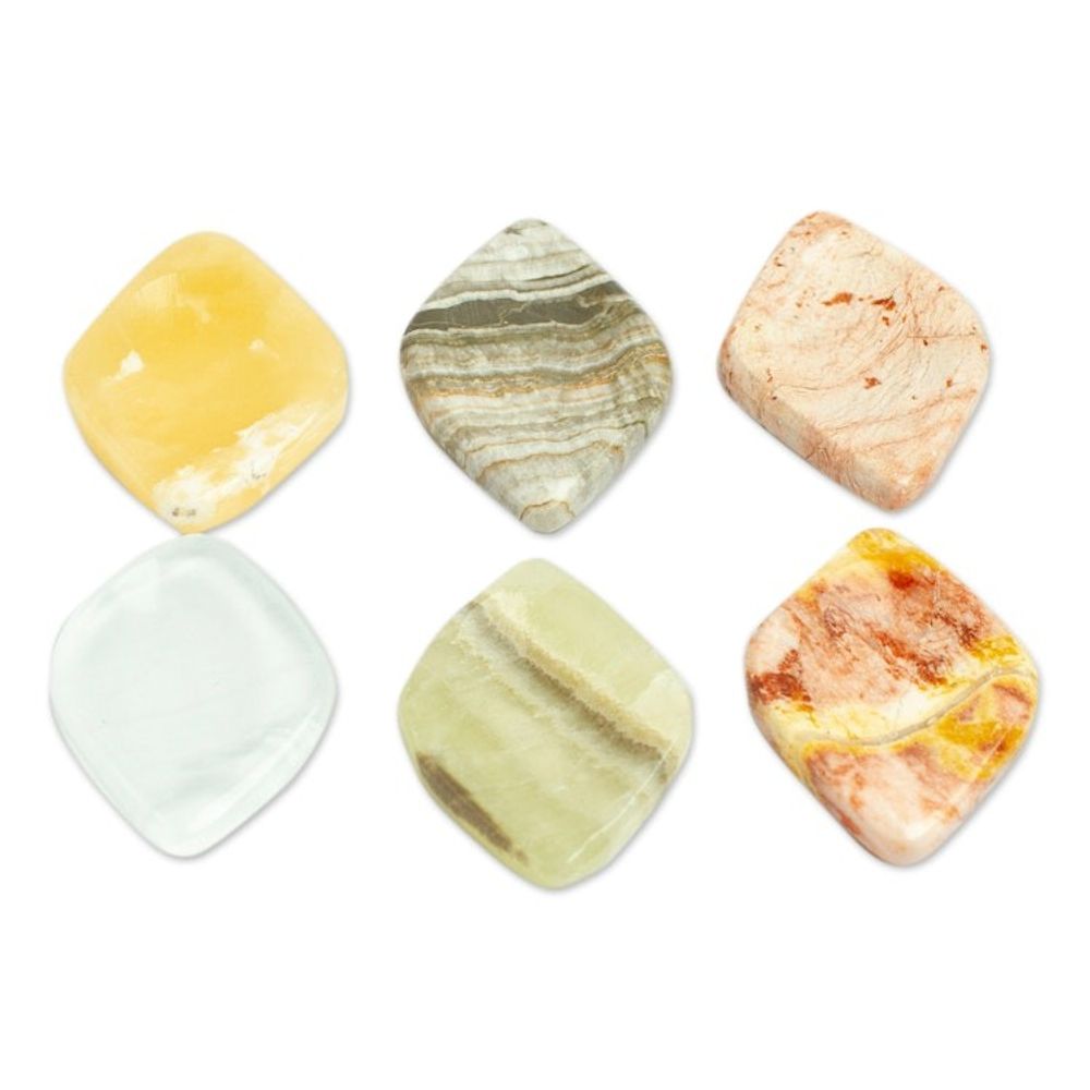 Set of 2 Handcrafted Diamond Marble Stress-Relieving Stones 'Relaxing Force'