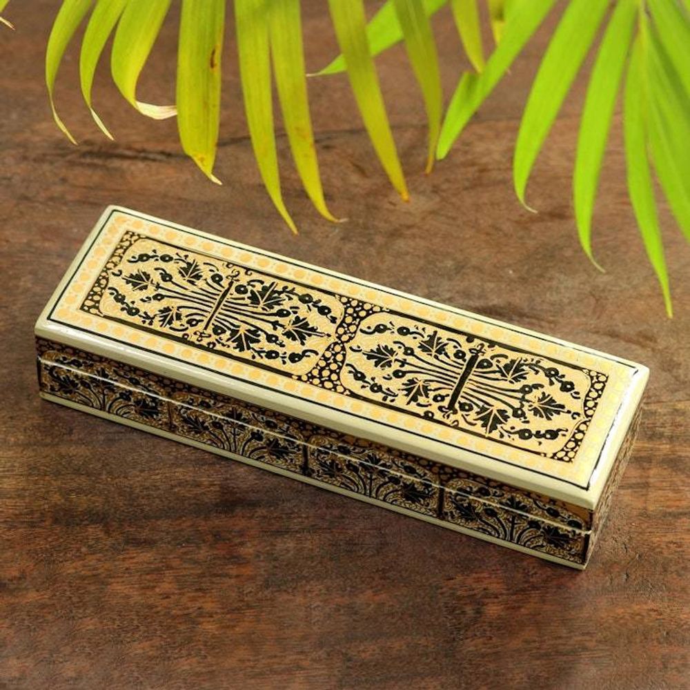 Hand Crafted Papier Mache and Wood Decorative Box 'Srinagar Charm'