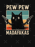 Vintage black cats with revolvers pew pew by Mate0 designer Unisex T-shirt, Sweatshirt, Hoodie, Long Sleeve Tee